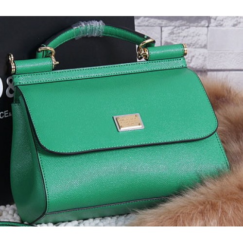 Dolce Gabbana Geantă tote SICILY din piele de vițel BB4136 Verde