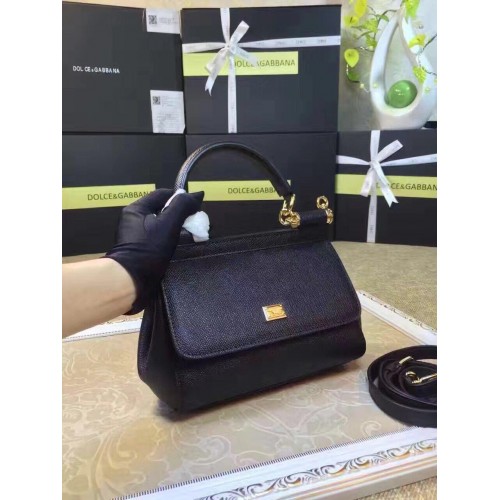 Dolce Gabbana Geantă tote din piele de vițel SICILY BB4137 Negru