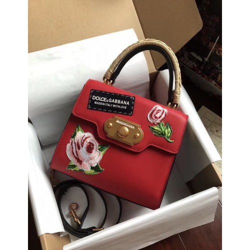Dolce Gabbana SICILY Genți Tote din piele de vițel cu crizanteme 5588-2 roșii