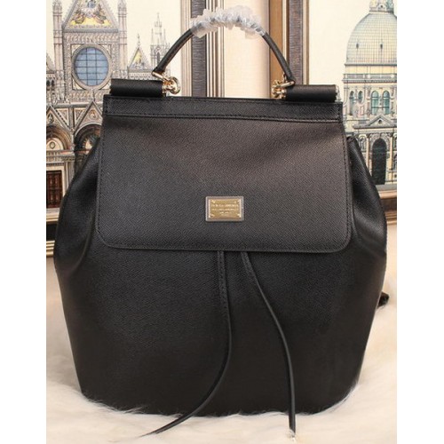 Rucsac Dolce Gabbana SICILY Litchi din piele BB50168 Negru