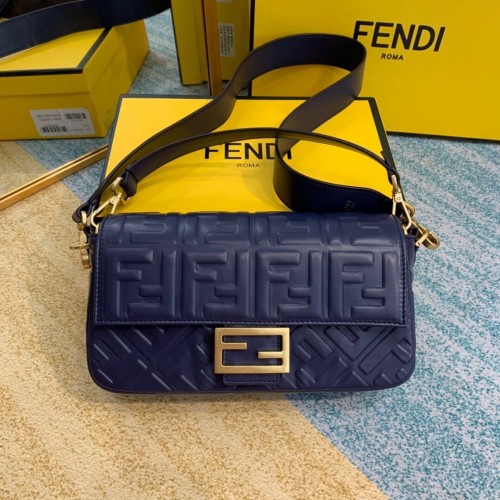 Geantă de umăr FENDI BAGUETTE Mini 8BS017 Albastru închis
