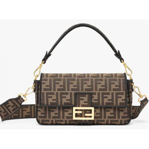 Geantă FENDI Baguette maro din material textil 8BR600