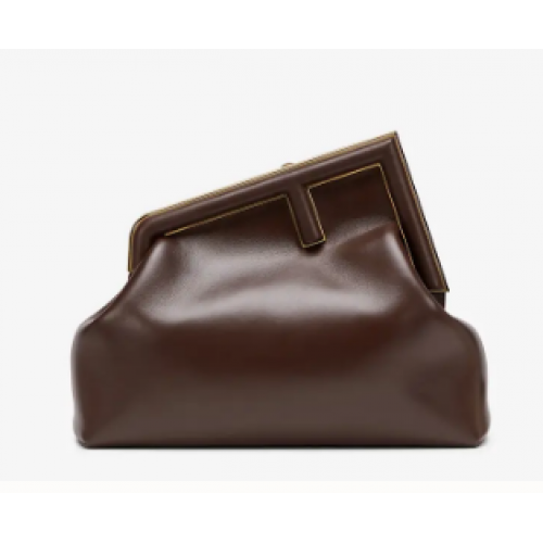 Geantă din piele FENDI FIRST MEDIUM 8BP127AB Maro închis