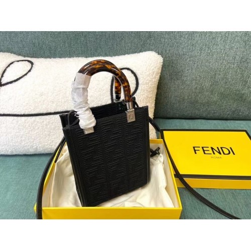 FENDI MINI SUNSHINE SHOPPER mini-geantă din material textil FF 8BS051AG neagră