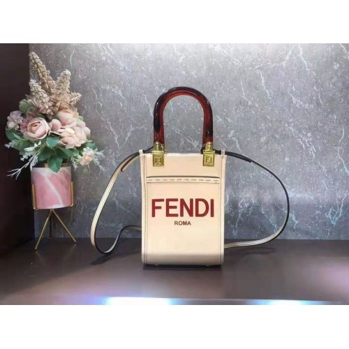 Geantă mini din piele FENDI MINI SUNSHINE SHOPPER 8BS051ABV bej