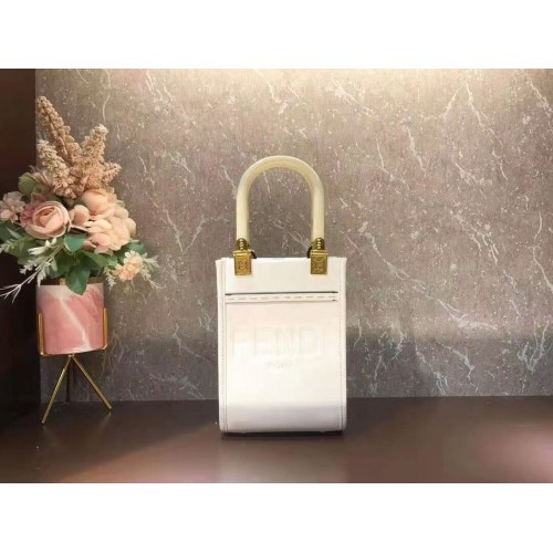 Geantă mini din piele FENDI MINI SUNSHINE SHOPPER 8BS051ABV bej