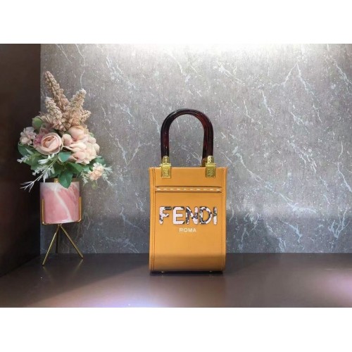 Geantă mini din piele FENDI MINI SUNSHINE SHOPPER 8BS051ABV portocalie