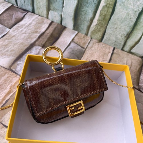 Geantă FENDI NANO BAGUETTE CHARM din piele Nappa Original 7AR844 Maro