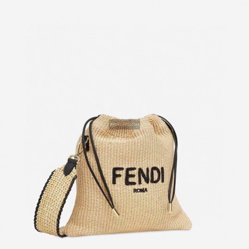FENDI PACK PUNGĂ MICĂ Paie împletită Geantă mare F1529 caisă