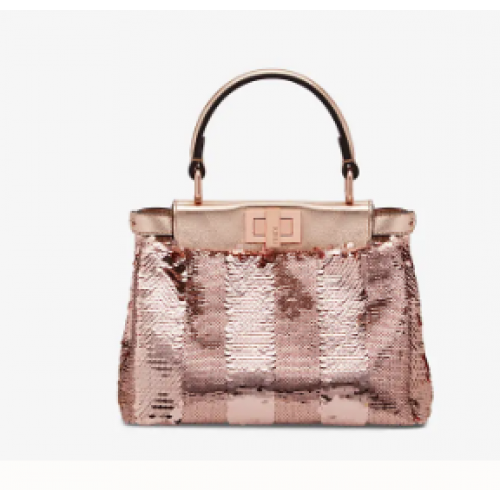 Geantă FENDI PEEKABOO ICONIC MINI cu mărgele F1359 auriu roz