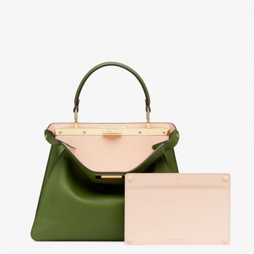 Geantă FENDI PEEKABOO ISEEU MEDIUM din piele verde 8BN321A6