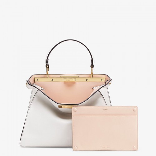Geantă FENDI PEEKABOO ISEEU MEDIUM din piele F1392 albă