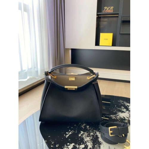 Geantă mică din piele FENDI PEEKABOO ISEEU Original 0196 Negru