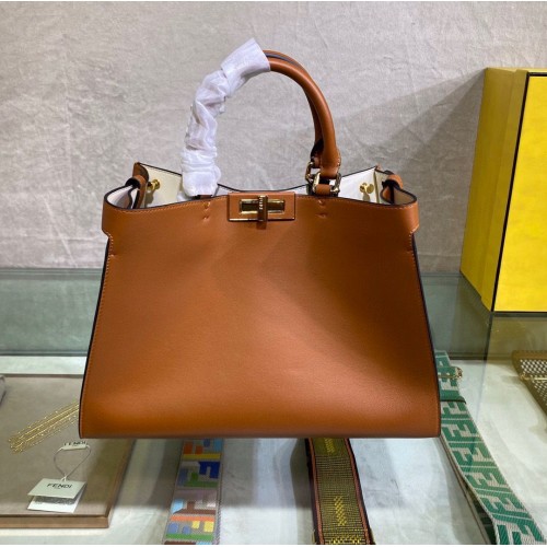 Geantă mică din piele FENDI PEEKABOO ISEEU Original 0196 Maro