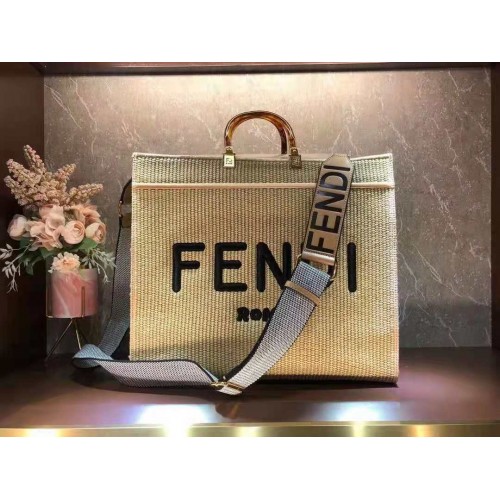 Geantă FENDI PEEKABOO X-TOTE FF Weave 8BH376 Maro