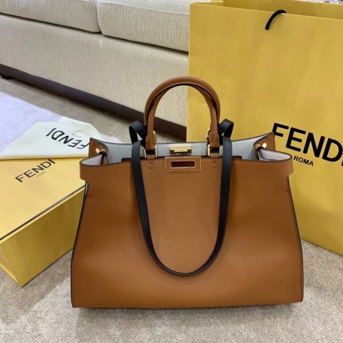 Geantă din piele FENDI PEEKABOO X-TOTE F1527 maro
