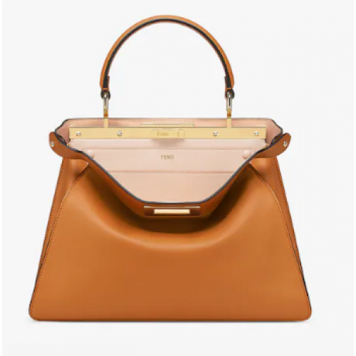 Geantă FENDI Peekaboo ISeeU Medium din piele 8BN321 maro