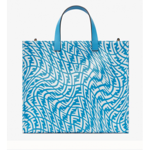 Geantă FENDI SHOPPER din pânză albastră glazurată 8BH357AFL