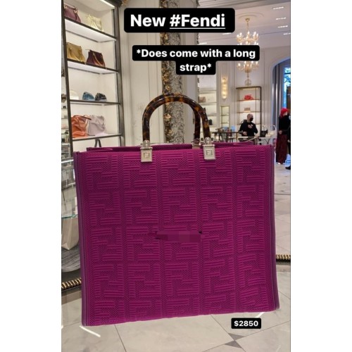 Geantă FENDI SHOPPER din pânză FF63259 Fuchsia