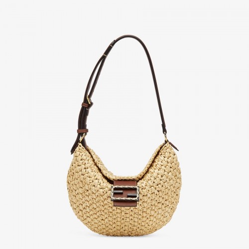 Geantă FENDI SMALL CROISSANT din paie țesută 8BR790AFG