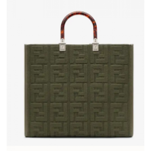 FENDI SUNSHINE MEDIUM FF geantă shopper din material textil 8BH386A verde