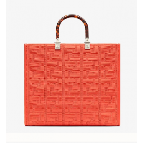 FENDI SUNSHINE MEDIUM FF geantă shopper din material textil 8BH386A roșie