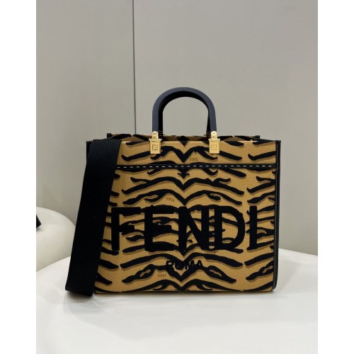 FENDI SUNSHINE MEDIUM FF geantă shopper din material textil 8BM127 maro