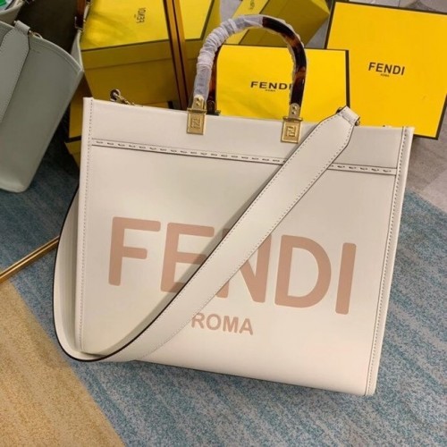 Geantă shopper din piele bej FENDI SUNSHINE MEDIUM 8BH386A