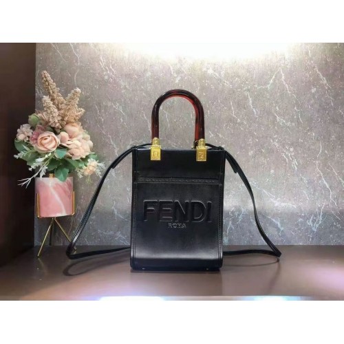 Geantă mică din piele FENDI SUNSHINE SHOPPER F1620 neagră