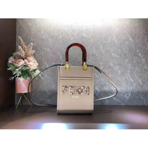 Geantă mini din piele FENDI SUNSHINE SHOPPER F1620 gri