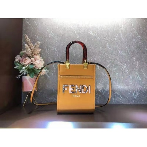 Geantă mini din piele FENDI SUNSHINE SHOPPER F1620 portocalie