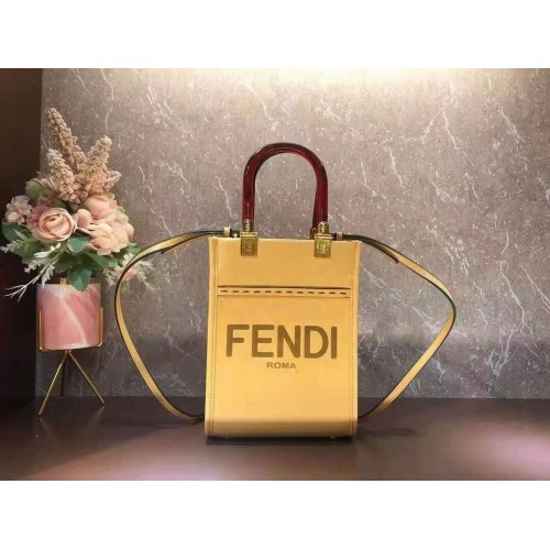Geantă mini din piele FENDI SUNSHINE SHOPPER F1620 galbenă