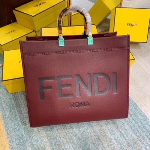 Geantă mare FENDI SUNSHINE din piele vișinie 8BH387A