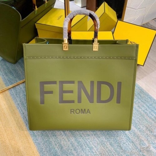 Geantă mare FENDI SUNSHINE din piele verde 8BH387A