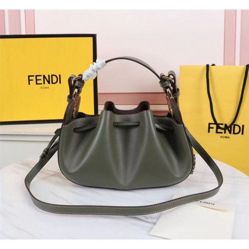 Geantă din piele FENDI TOUCH 8BS059 verde negricios