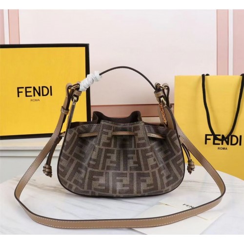 Geantă din piele FENDI TOUCH 8BS059 Maro