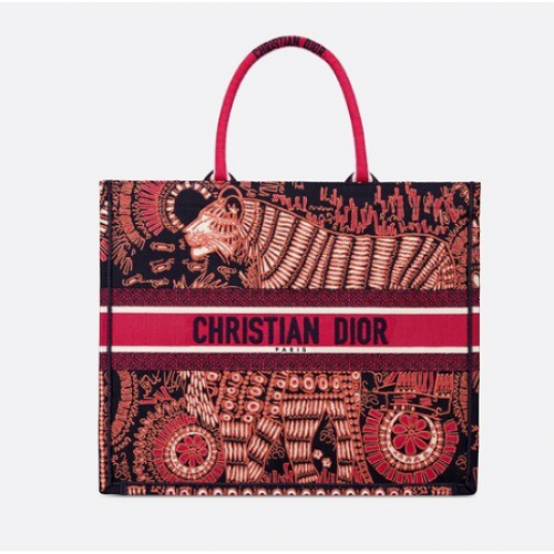 GEANTĂ DIOR FUCSIA CU BRODERE ȘI ANIMALE M929