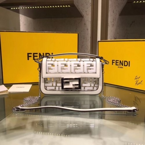 Geantă tote Fendi BAGUETTE MINI PU 8BS017 albă