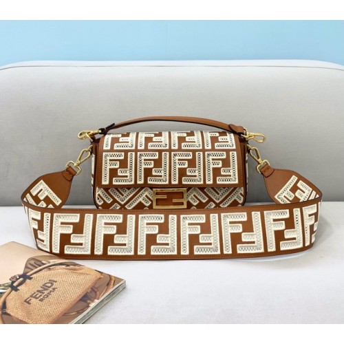 Geantă din piele Fendi Baguette 8BR600A Camel