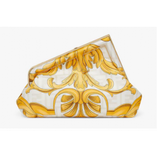 Geantă Fendi First Small Fendace White din mătase imprimată 8BP129
