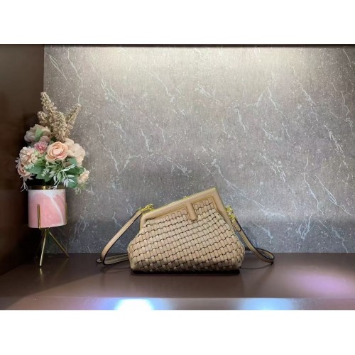 Geantă mică din piele Fendi First Small 8BP129A caisă