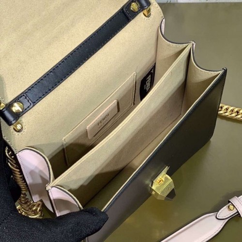 Fendi KAN I SMALL Mini-geantă din piele roșie 8M0381 neagră