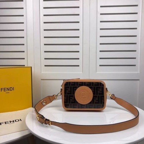 Fendi MINI CAMERA CASE Geantă din pânză multicoloră 8BF097 caisă