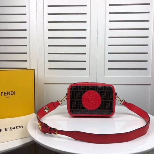 Geantă Fendi MINI CAMERA CASE din pânză multicoloră 8BF097 roșie