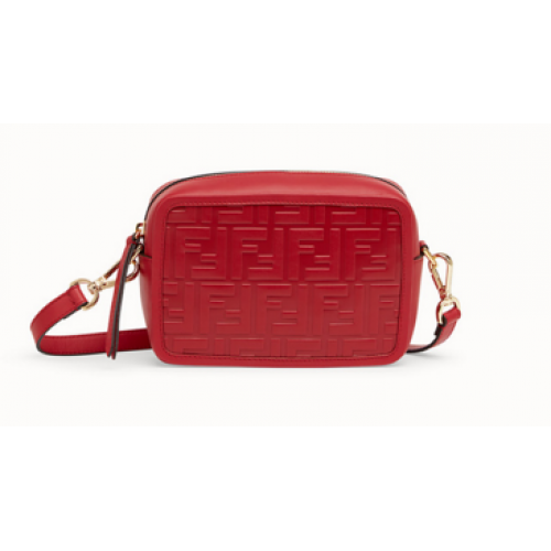 Geantă Fendi MINI CAMERA CASE din piele roșie 8BS019A
