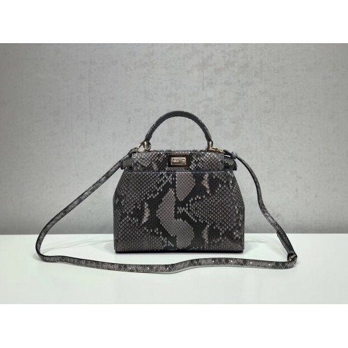 Geantă Fendi MINI PEEKABOO gri asfalt pito 8BN244K