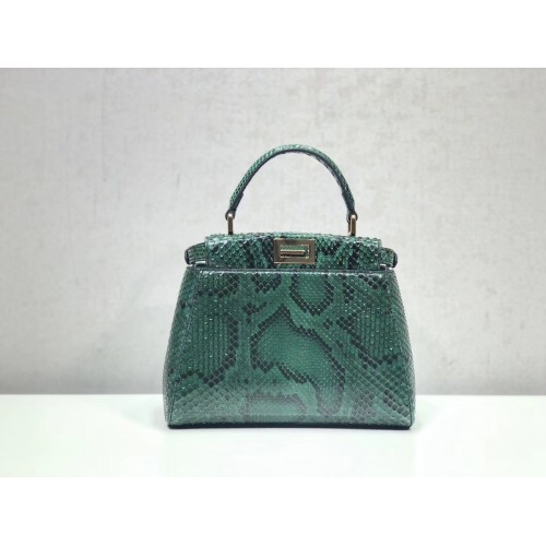 Geantă Fendi MINI PEEKABOO piton 8BN244K verde