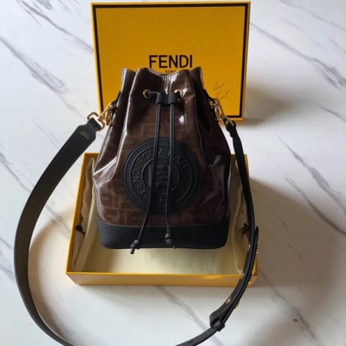 Geantă Fendi MON TRESOR din material textil multicolor 8BT298 neagră