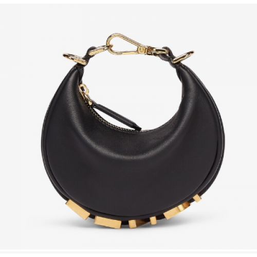 Pandantiv din piele neagră Fendi Nano Fendigraphy 7AS089A