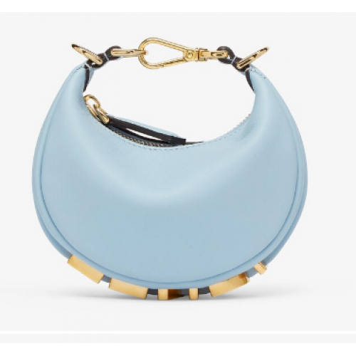 Pandantiv din piele albastru deschis Fendi Nano Fendigraphy 7AS089A